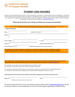 Summer 2017 Student Cash Advance Form