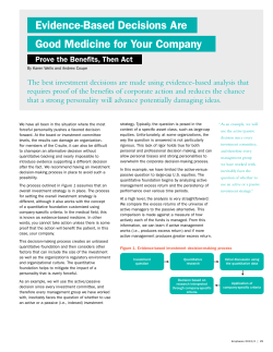 Evidence Based Investment Decisions Are Good Strategy for Your