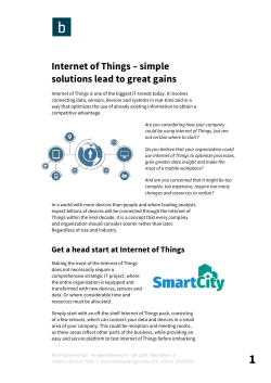 Internet of Things &ndash; simple solutions lead to great