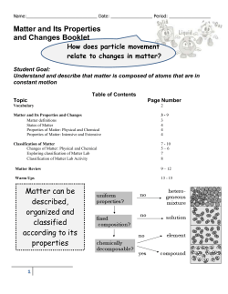 Classification of Matter Lab Activity