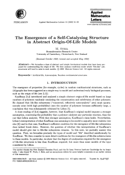 Applied Mathematics Letters The Emergence of a Self