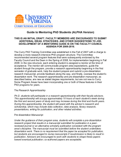 PhD Mentoring Guidelines - Curry School of Education