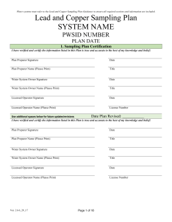 SYSTEM NAME Lead and Copper Sample Siting Plan