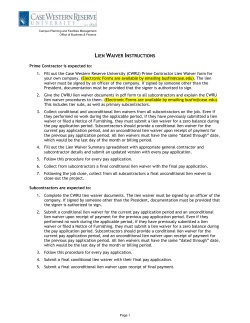 Lien Waiver Instructions - Case Western Reserve University