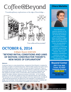 October 6, 2014 - BEYOND Center for Fundamental Concepts in