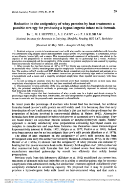Reduction in the antigenicity of whey proteins by heat treatment: a