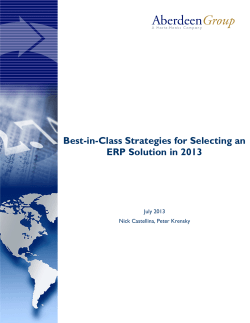 Best-in-Class Strategies for Selecting an ERP Solution in 2013