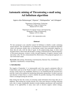 Automatic mining of Threatening e-mail using Ad Infinitum algorithm