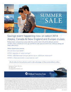 Savings event happening now on select 2014 Alaska, Canada