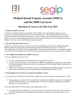 Medical Dental Expense Account (MDEA) and the $500 Carryover