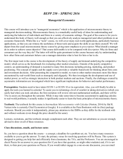 MANAGERIAL ECONOMICS - University of Pennsylvania