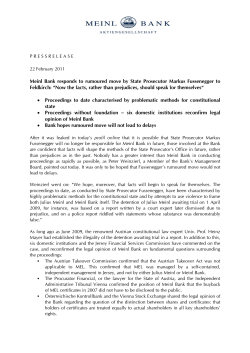 Meinl Bank responds to rumoured move by State Prosecutor Markus