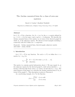 The Jordan canonical form for a class of zero