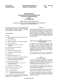 Model Regulations Governing Doctoral Proceedings at the