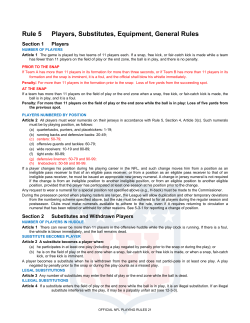 Rule 5 Players, Substitutes, Equipment, General Rules