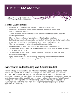 CREC TEAM Mentor Qualifications