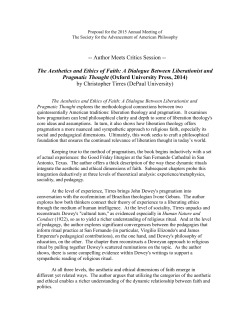 The Aesthetics and Ethics of Faith: A Dialogue Between Liberationist