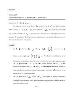 KEJ 12 Sequences Definition 15 Let X be any nonempty set. A