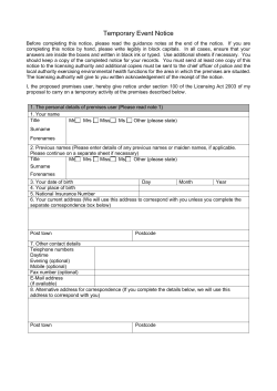 Temporary Event Notice application form