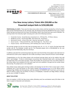 Five New Jersey Lottery Tickets Win $50000 as the
