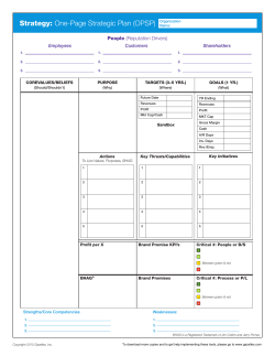 One-Page Strategic Plan (OPSP)