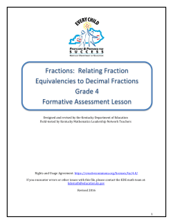 Grade 4 - Relating Fraction Equiviliencies to Decimal Fractions