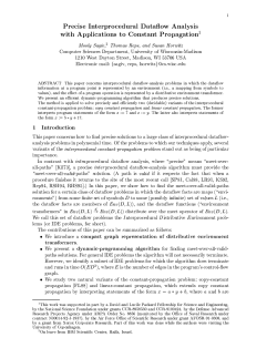 Precise Interprocedural Data5ow Analysis with Applications to