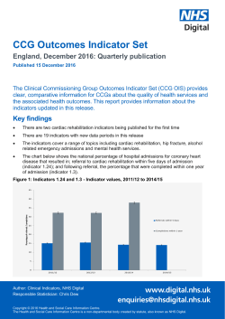 CCG Outcomes Indicator Set - National Audit of Cardiac Rehabilitation