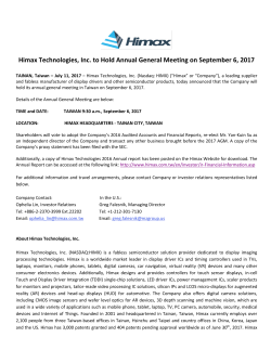 Himax Technologies, Inc. to Hold Annual General Meeting on