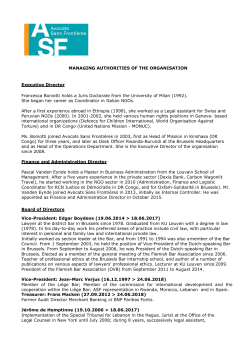 MANAGING AUTHORITIES OF THE ORGANISATION