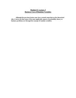 Module II Lecture 3 Business Uses of Random Variables
