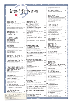 House Wines per glass Wine per carafe Half Bottle seleCtion Cap