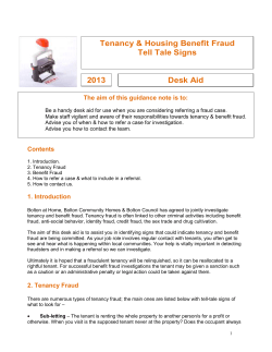 Tenancy and Housing Benefit Fraud - Tell Tale signs