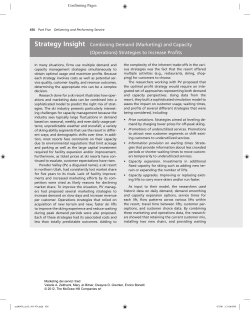 (Marketing) and Capacity (Operations) Strategies to Increase Profits