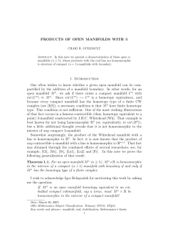 PRODUCTS OF OPEN MANIFOLDS WITH R 1. Introduction One