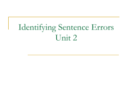 Identifying Sentence Errors Unit 2