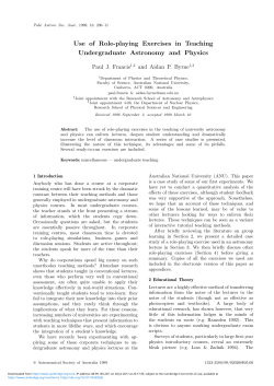 Use of Role-playing Exercises in Teaching Undergraduate