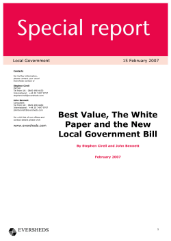 Best Value, The White Paper and the New Local Government Bill