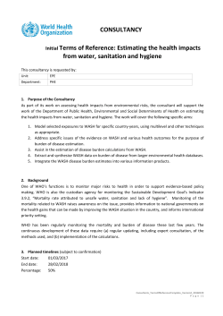 CONSULTANCY Initial Terms of Reference: Estimating the health
