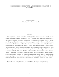 price setting behaviour and product inflation in