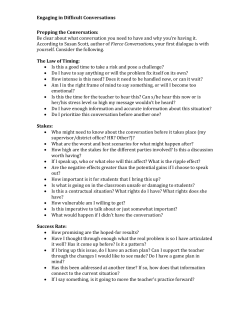 Prepping the Conversation Handout