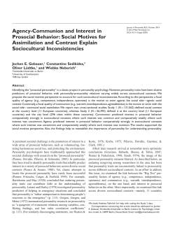 AgencyCommunion and Interest in Prosocial Behavior: Social