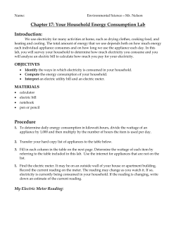 Chapter 17: Your Household Energy Consumption Lab Introduction