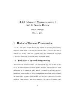 14.461 Advanced Macroeconomics I: Part 1: Search Theory