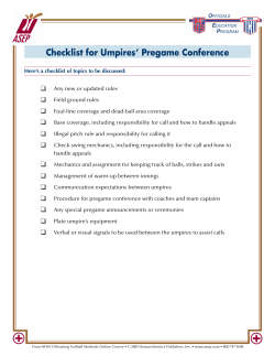 Checklist for Umpires` Pregame Conference