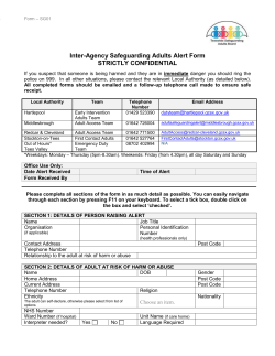 Inter-Agency Safeguarding Adults Alert Form STRICTLY