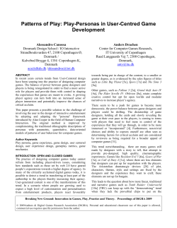Patterns of Play: Play-Personas in User-Centred Game