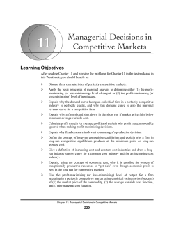 Managerial Decisions in Competitive Markets