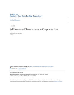 Self-Interested Transactions in Corporate Law
