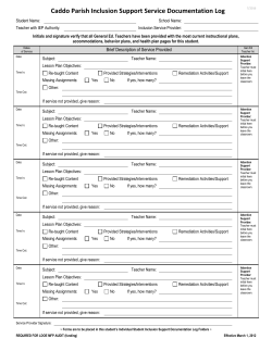Inclusion Support Service Documentation Log Form
